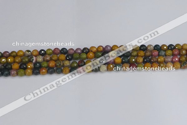 COS200 15.5 inches 4mm faceted round ocean jasper beads
