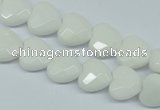 CPB310 15 inches 12*12mm faceted heart white porcelain beads