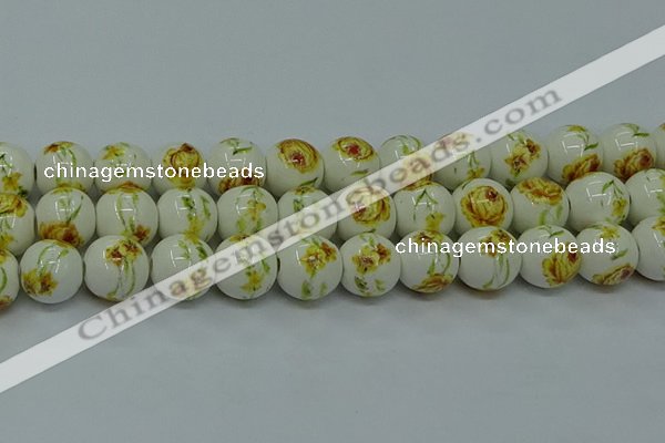 CPB563 15.5 inches 10mm round Painted porcelain beads