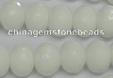 CPB62 15.5 inches 12*16mm faceted rondelle white porcelain beads
