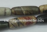 CPJ25 15.5 inches 10*30mm cylinder picasso jasper beads wholesale