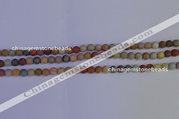 CPJ510 15.5 inches 4mm round matte polychrome jasper beads wholeasle