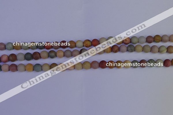 CPJ511 15.5 inches 6mm round matte polychrome jasper beads wholeasle