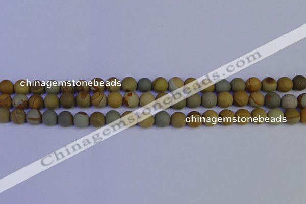 CPJ522 15.5 inches 8mm round matte wildhorse picture jasper beads