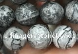 CPJ643 15.5 inches 10mm faceted round grey picture jasper beads