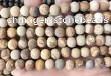 CPJ652 15.5 inches 8mm round matte picture jasper beads wholesale