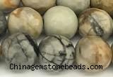 CPJ718 15 inches 12mm faceted round black picasso jasper gemstone beads