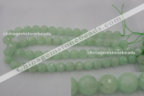 CPR115 15.5 inches 14mm faceted round natural prehnite beads wholesale