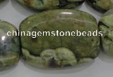 CPS144 15.5 inches 25*35mm rectangle green peacock stone beads