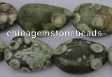 CPS148 15.5 inches 18*25mm freeform green peacock stone beads