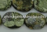 CPS149 15.5 inches 20*26mm freeform green peacock stone beads
