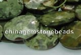 CPS92 15.5 inches 18*25mm faceted oval green peacock stone beads