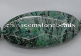 CPT341 15.5 inches 25*50mm faceted oval green picture jasper beads