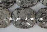 CPT354 15.5 inches 23*28mm rectangle grey picture jasper beads