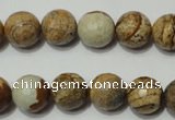 CPT503 15.5 inches 10mm faceted round picture jasper beads wholesale