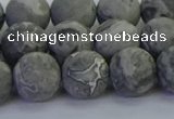 CPT573 15.5 inches 10mm round matte grey picture jasper beads