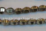 CPY142 15.5 inches 8*10mm rice pyrite gemstone beads wholesale