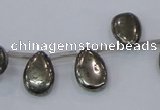 CPY383 Top drilled 10*14mm flat teardrop pyrite gemstone beads
