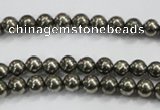 CPY46 16 inches 6mm round pyrite gemstone beads wholesale