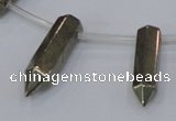 CPY556 Top drilled 6*14mm - 8*35mm sticks pyrite gemstone beads