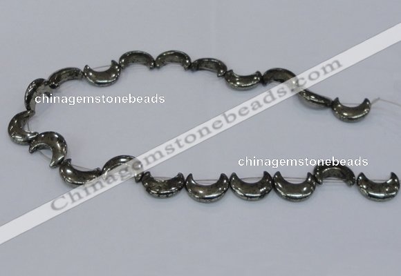 CPY568 15.5 inches 15*20mm curved moon pyrite gemstone beads