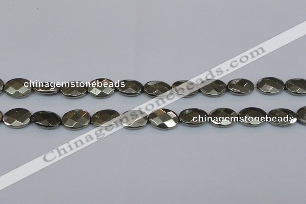 CPY632 15.5 inches 12*16mm faceted oval pyrite gemstone beads