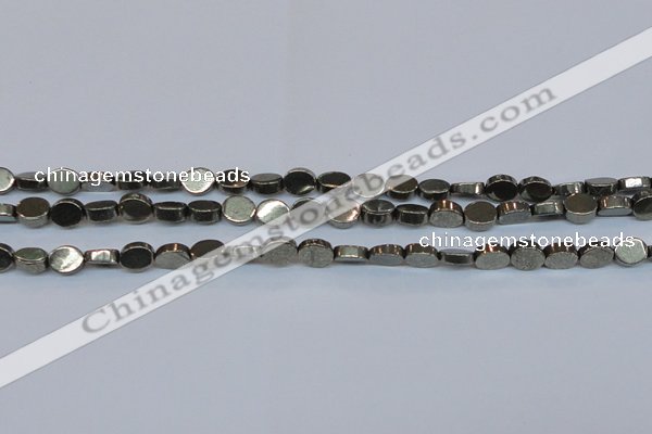 CPY640 15.5 inches 6*8mm oval pyrite gemstone beads wholesale