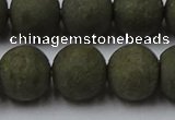 CPY818 15.5 inches 14mm round matte pyrite beads wholesale