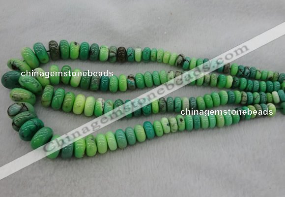 CRB1108 15.5 inches 5*8mm - 9*18mm rondelle grass agate beads