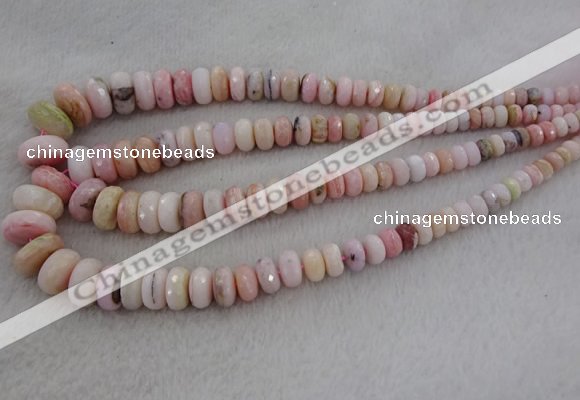 CRB1126 15.5 inches 5*8mm - 9*18mm faceted rondelle pink opal beads