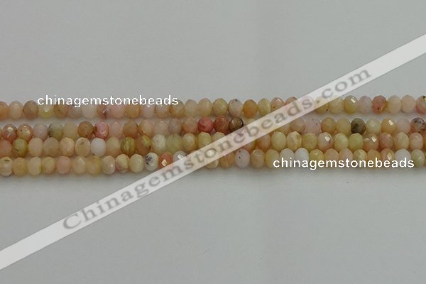 CRB1215 15.5 inches 4*6mm faceted rondelle pink opal beads