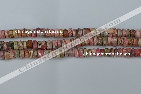 CRB1284 15.5 inches 6*10mm faceted rondelle rhodochrosite beads