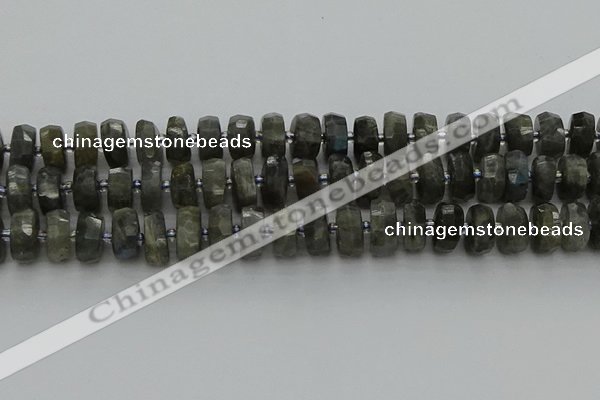 CRB1302 15.5 inches 6*12mm faceted rondelle labradorite beads