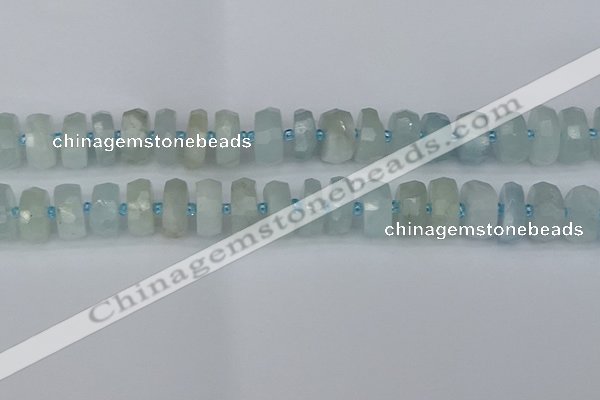 CRB1314 15.5 inches 7*14mm faceted rondelle aquamarine beads