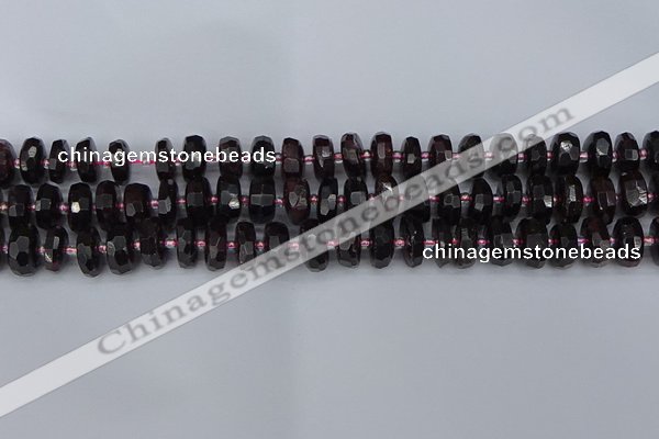 CRB1411 15.5 inches 6*10mm faceted rondelle red garnet beads
