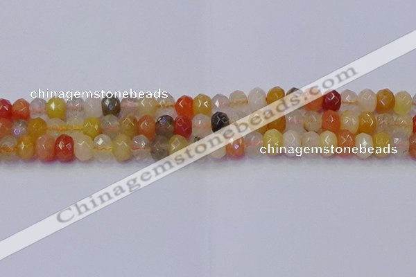 CRB1821 15.5 inches 5*8mm faceted rondelle mixed rutilated quartz beads