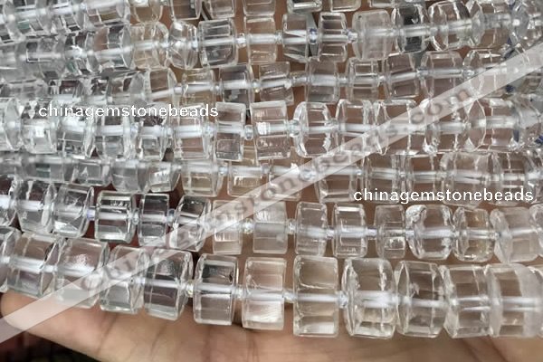 CRB2000 15.5 inches 7mm - 8mm faceted tyre white crystal beads