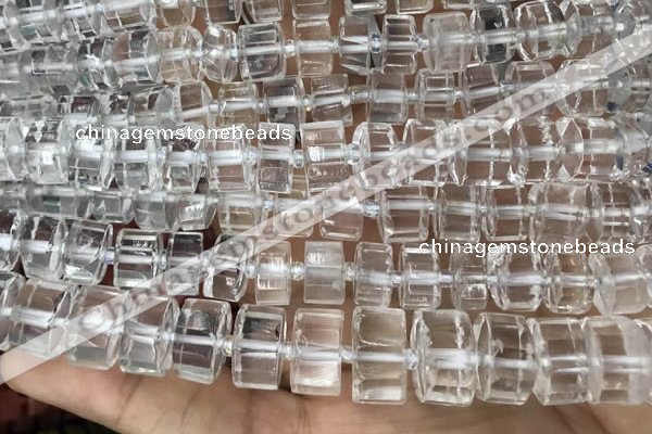 CRB2001 15.5 inches 9mm - 10mm faceted tyre white crystal beads