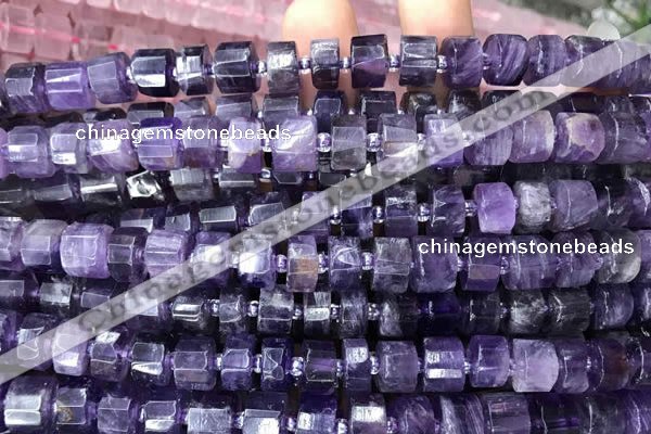 CRB2016 15.5 inches 9mm - 10mm faceted tyre amethyst beads