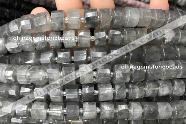 CRB2025 15.5 inches 7mm - 8mm faceted tyre cloudy quartz beads