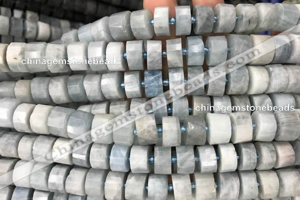 CRB2057 15.5 inches 11mm - 12mm faceted tyre aquamarine beads