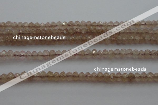 CRB211 15.5 inches 3*4mm faceted rondelle strawberry quartz beads