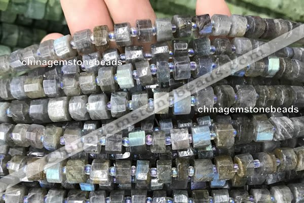 CRB2130 15.5 inches 7mm - 8mm faceted tyre labradorite gemstone beads