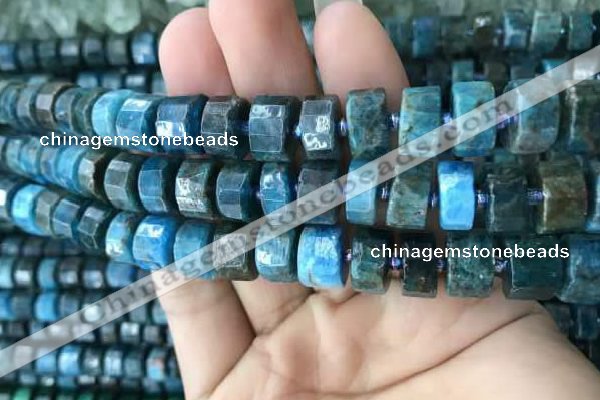 CRB2147 15.5 inches 11mm - 12mm faceted tyre apatite gemstone beads