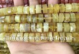 CRB2172 15.5 inches 12mm - 13mm faceted tyre yellow opal beads