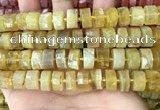 CRB2173 15.5 inches 13mm - 14mm faceted tyre yellow opal beads