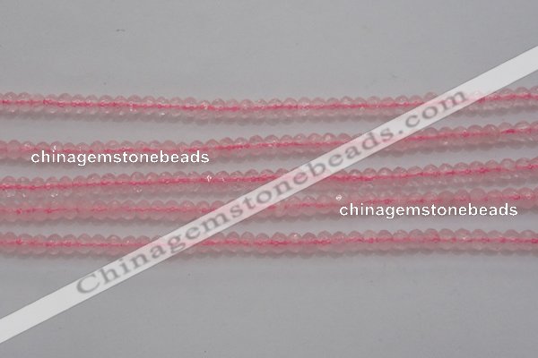 CRB220 15.5 inches 2.5*4mm faceted rondelle rose quartz beads