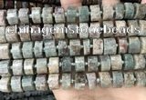 CRB2303 15.5 inches 11mm - 12mm faceted tyre ghost gemstone beads