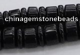 CRB254 15.5 inches 5*14mm - 10*14mm rondelle black agate beads