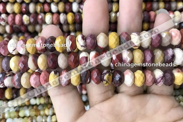 CRB3055 15.5 inches 6*10mm faceted rondelle mookaite beads